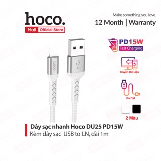 Dây sạc Hoco DU25 USB to IP dùng cho 6 7 8 X 11 12 13 14 sạc nhanh 3A dài 1m dây dù siêu bền 