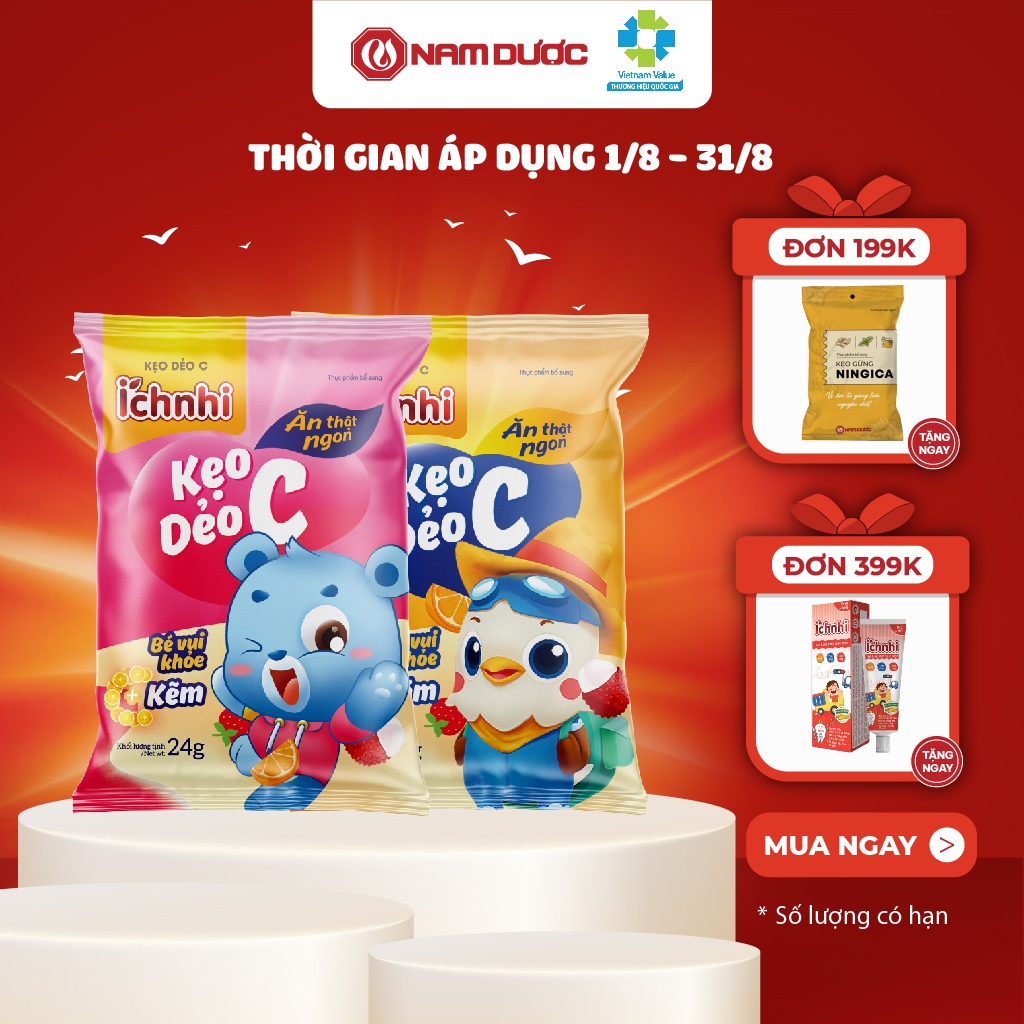 Kẹo Dẻo C Ích Nhi (Dây 10 Gói) Bổ Sung Kẽm Giúp Bé Ăn Ngon, Tăng Cường Đề Kháng Và Phát Triển Thể Chất, Trí Não