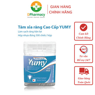 Tăm xỉa răng Cao Cấp YUMY, làm sạch răng tiện lợi, hộp nhựa đứng 500 chiếc/ hộp