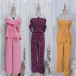 Set đồ bộ cách điệu quần ống rộng áo croptop hoạ tiết đẹp