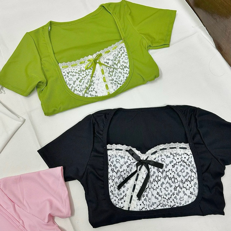 ÁO THUN CỔ VUÔNG VIỀN DÂY REN SIÊU GỢI CẢM K31 | BigBuy360 - bigbuy360.vn