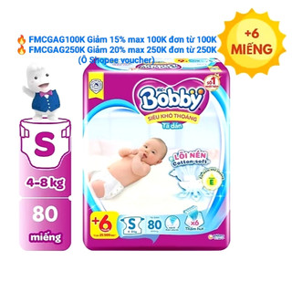 Tã dán Bobby M76,L68,XL62,XXL56 mới