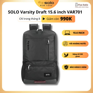 Balo Solo Varsity Draft 15.6 inch - Đen - VAR701-4 - Chất liệu Nylon/Polyester nhẹ gọn kháng nước tốt - Bảo hành 05 năm
