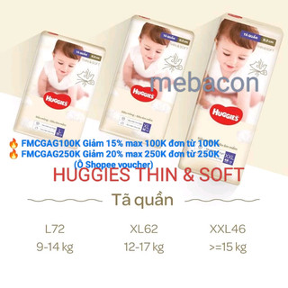 BỈM- TÃ QUẦN, TÃ DÁN HUGGIES THIN & SOFT SUPER Jumbo mỏng tàng hình 2mm L72/XL62/XXL46, M54 mới