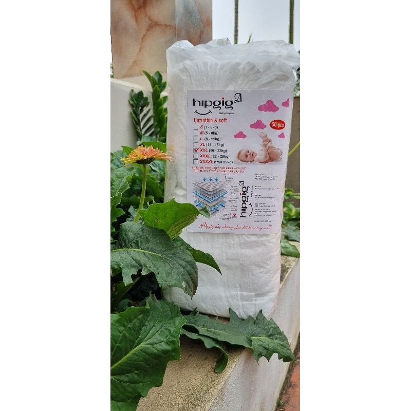 100 Miếng Bỉm quần em bé Hippig A thoáng khí thấm hút tốt siêu tiết kiệm và tiện dụng