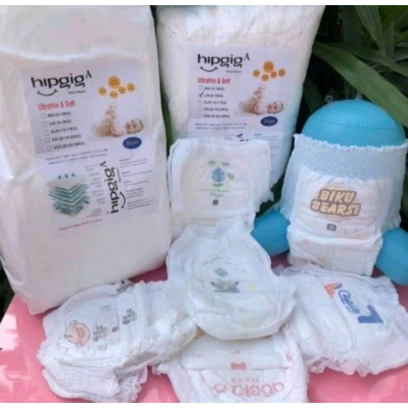 100 Miếng Bỉm quần em bé Hippig A thoáng khí thấm hút tốt siêu tiết kiệm và tiện dụng