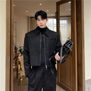 Áo Khoác Tweed Nam Có Cổ Kéo Khóa 2 Đầu Dáng BOXY Trẻ Trung Chất Dạ Cao Cấp Có Ép Trong Kèm Đệm Vai.