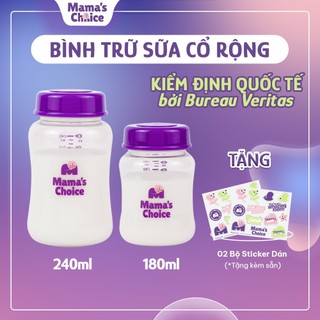 Bình Trữ Sữa Cổ Rộng Mama's Choice 180ml–240ml, Tương Thích Máy Hút Sữa Spectra, Avent, Fatz, Rozabi, Cimilre, BioHealth