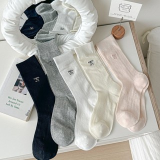 Tất vớ cổ cao unisex dập nổi độc đáo Tất cổ cao nhiều màu sắc tất cotton siêu co giãn Tất bắp chân sọc Trắng Đen TG05