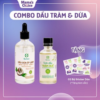 Combo Dầu Dừa Ép Lạnh (100ml) và Tinh Dầu Tràm Huế (50ml) Thương Hiệu Herbee, Combo Massage & Giữ Ấm Cho Mẹ Bé