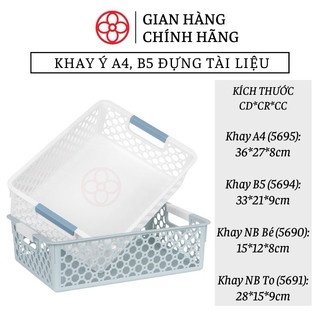 Khay nhựa chữ nhật, rổ nhựa B5, A4 Việt Nhật đa năng đựng tài liệu, đồ dùng văn phòng, học tập nhỏ gọn tiện lợi