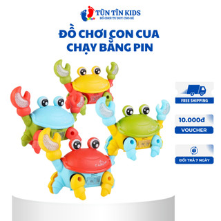 Đồ chơi con cua chạy pin vui nhộn, có phát nhạc và đèn sáng, Con cua chạy bằng pin dễ thương chó bé
