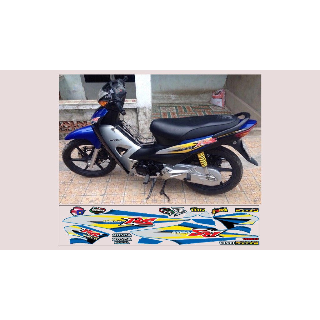 TEM NHÃN DÁN WAVE RS XANH ĐEN BẠC DECAL 3 LỚP