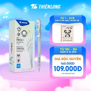 Combo 20 Bút bi Thiên Long 027 Pro ngòi 0.5mm mực xanh đen thân bút màu pastel thời trang tự động thu ngòi TL-105