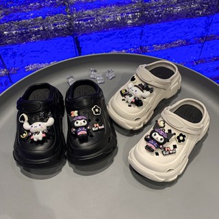 Dép Trẻ em sục quai hậu Kuromi cho bé gái từ 2-10 Tuổi đế cao 2.5cm với 2 màu Đen Trắng đính kèm sticker Siêu Dễ Thương