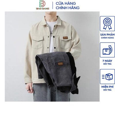 Áo khoác nhung tăm cố sơ mi nút bấm tiện lợi áo 1 lớp chuẩn from sành điệu Bảo Đăng.