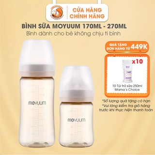 Bình sữa Moyuum Hàn Quốc170ml, 270ml | Hàng chính hãng, núm ti siêu mềm được chọn size núm số 1-4