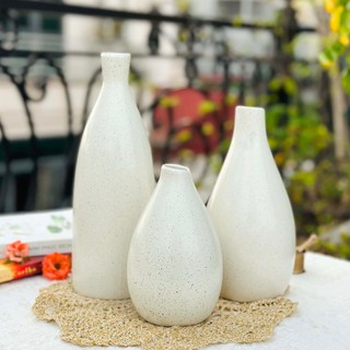 Bộ 3 bình gốm Bát Tràng, set ba lọ cắm hoa, decor trang trí phòng khách theo phong cách vintage