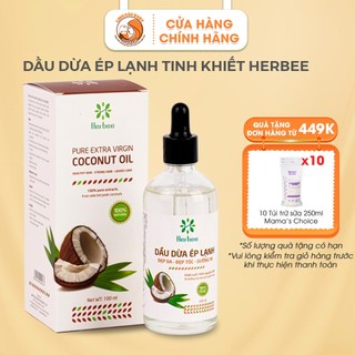 Dầu dừa nguyên chất ép lạnh Herbee, massage cho bé, làm mờ rạn da bà bầu, chăm sóc dưỡng ẩm da và tóc