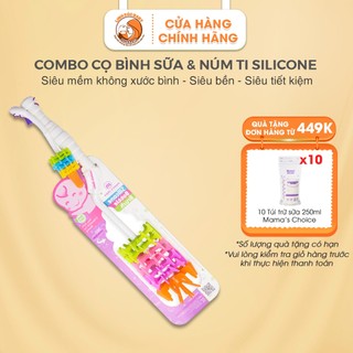 Combo chổi cọ bình sữa và núm ti silicon Mama's Choice