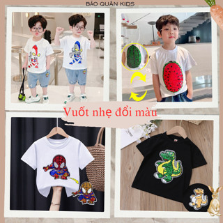 Áo kim sa cho bé thay đổi màu sắc độc đáo, vuốt nhẹ để đổi màu siêu nhân điện quang, áo phông cho bé Baoquankid [KS2]