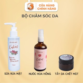 Combo chăm sóc da sữa rửa mặt, toner và tẩy tế bào chết Xukas an toàn lành tính
