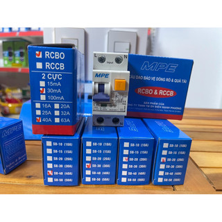 Át chống giật 2P 40A- 30mA MPE- chống dòng rò- quá tải RCBO- RCCB chính hãng