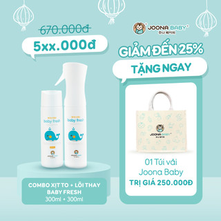 (TẶNG TÚI VẢI JOONA BABY) Combo xịt khuẩn, khử mùi 300ml và lõi thay Baby Fresh - JOONA BABY