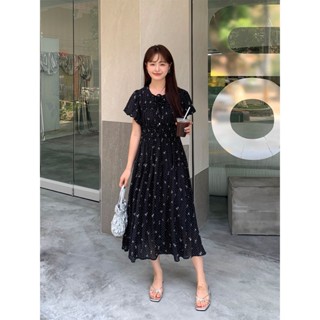 Đầm đen Maxi Dáng dài Hoa nhí Babydoll Đi chơi Hẹn hò Váy đầm dài maxi Baby doll Tiểu thư Dự tiệc Cao cấp