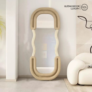 Gương Decor Hình Khúc Tuấn Tú Decor  Bọc Nỉ Nhung Trang Trí Phòng Khách,Phòng Ngủ,Cửa Hàng Cao Cấp
