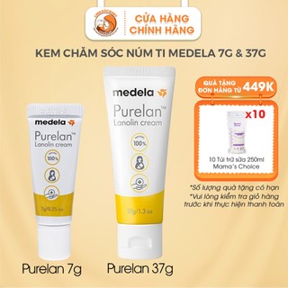Kem nứt đầu ti Medela Purelan 37g, Tender Care 7g, chiết xuất mỡ cừu, kem bôi ti và chăm sóc núm ti an toàn cho mẹ