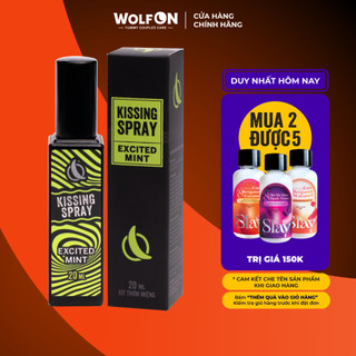 Xịt Thơm Miệng Kissing Spray Wolf On Vị Excited Mint Bạc Hà Thơm Mát 20ml
