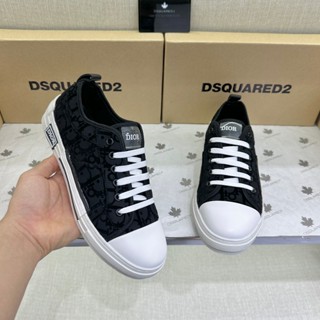 Giày thể thao sneaker nam nữ vải đen dập nổi vân chữ nhung monogram mũi da trắng dáng boy phố GS72P