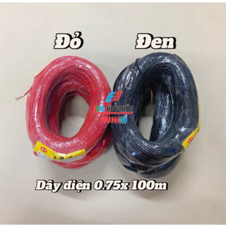 Dây điện đơn 0.5mm, 0.75mm cuộn 100m, đỏ và đen