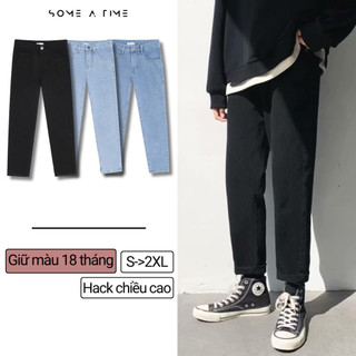 [Tiền Nào Của Đấy]Quần Jean Baggy Đen Nam Ống Rộng Cắt Gấu, Gấu Mài Vải Co Giãn 4 Chiều Không Phai Màu