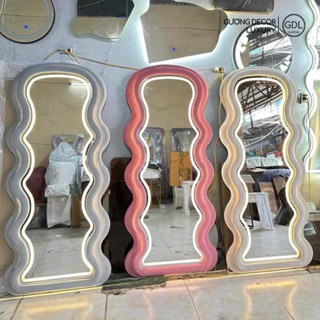 Gương Decor Đèn Led  Tuấn Tú Decor  Bọc Nỉ Nhung Trang Trí Phòng Khách,Phòng Ngủ,Cửa Hàng Cao Cấp