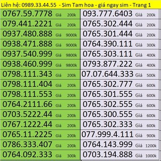 Sim Tam Hoa Mobifone - Vinaphone - Viettel