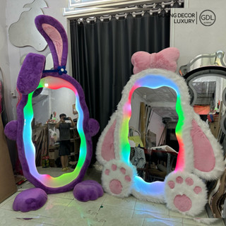 Gương Decor Chú Thỏ,Chó,Cáo Đèn Led Tuấn Tú Decor  Bọc Nỉ Nhung Trang Trí Phòng Khách,Phòng Ngủ,Cửa Hàng Cao Cấp