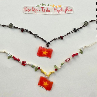  Vòng cổ handmade tình yêu nước charm Quốc Kỳ Việt Nam Bộ sưu tập TRÁI TIM ĐỎ - mer.craft 