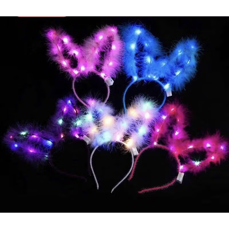 Cài tóc thỏ ngọc, bờm tóc phát sáng, cài tóc có đèn led trung thu Noel, Halloween