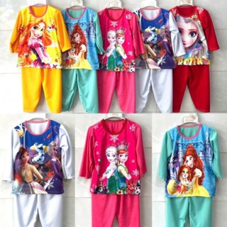 Sét 5 Bộ Quần Áo Thun Dài Tay In 3d Cho Bé Gái 12-15kg