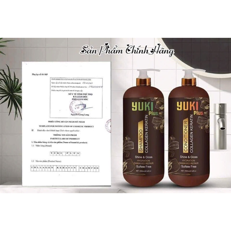 Dầu gội xả keratin yuki plus -Explexrs Hương thơm nước hoa mềm mượt 2000ml