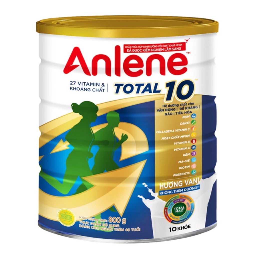 Sữa bột bổ sung dinh dưỡng Anlene TOTAL 10 lon 800g