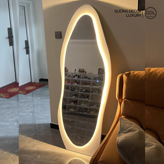 Gương Decor Khung Gỗ Hạt Đậu Đèn Led Tuấn Tú Decor Trang Trí Phòng Khách,Phòng Ngủ,Cửa Hàng Cao Cấp