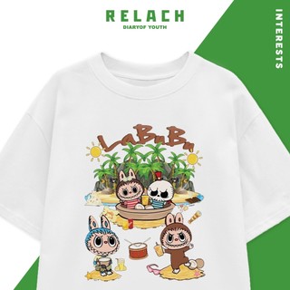 Áo Thun Nam Nữ Form Rộng Cotton Tay Lỡ , Áo Phông  Relach Cổ Tròn Basic Tee Oversize Trend Hè - Đảo LABUBU