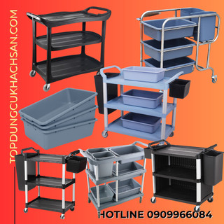 Xe đẩy nhựa 3 tầng, xe dọn thức ăn 3 tầng, xe đẩy thức ăn 3 tầng nhựa pp cao cấp