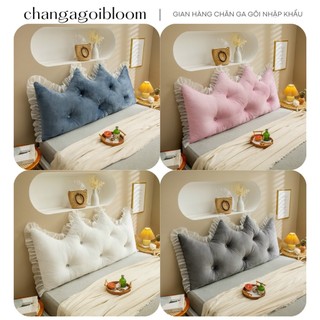 Gối Tựa Đầu Giường Mẫu Vương Miện Chất Liệu Nỉ Mịn Viền Ren 1m5 / 1m8 - Hàng Nhập Khẩu