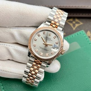 Rolex nữ EW mặt số xám trắng đá cực lấp lánh chị em lên tay Bản đẹp nhất thị trường máy eta 324 Thuỵ Sỹ