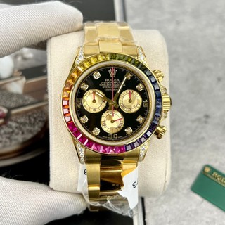 Rolex Rainbow chế tác bọc vàg 18k + kim Moisanite + Ruby 7 màu vàng gold Đẳng Cấp máy eta 324 Thuỵ Sỹ