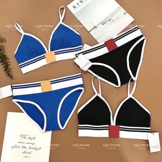 (NGỘ SẴN) Set đồ lót thể thao cotton cạp gân màu xanh đen KÈM MÚT XỊN